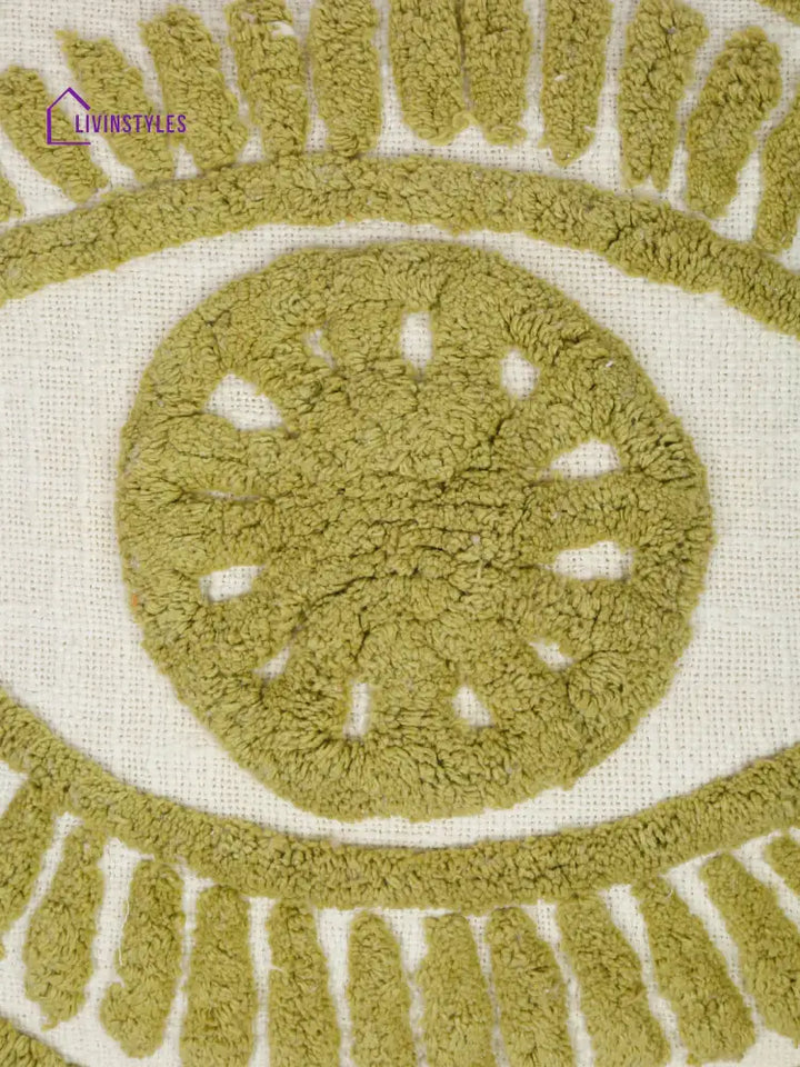 100% Cotton Tufted Olive Green Cushion Cover Set Of 2 (18X18 Inch)