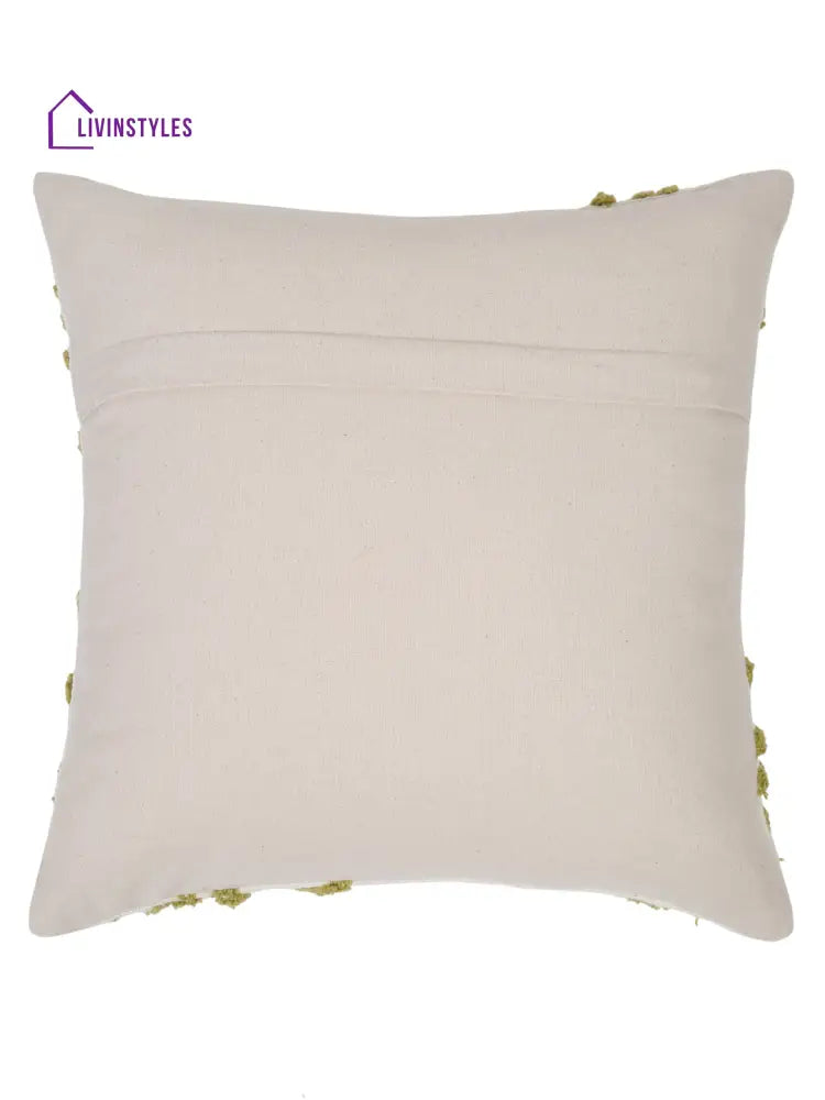 100% Cotton Tufted Olive Green Cushion Cover Set Of 2 (18X18 Inch)