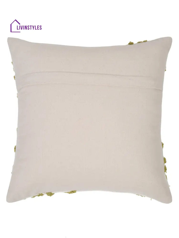100% Cotton Tufted Olive Green Cushion Cover Set Of 2 (18X18 Inch)