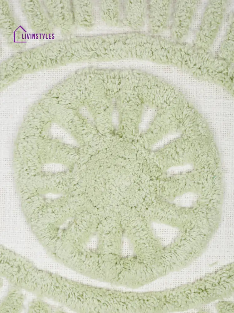 100% Cotton Tufted Sage Green Cushion Cover Set Of 2 (18X18 Inch)