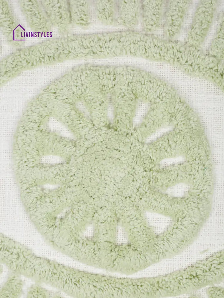 100% Cotton Tufted Sage Green Cushion Cover Set Of 2 (18X18 Inch)
