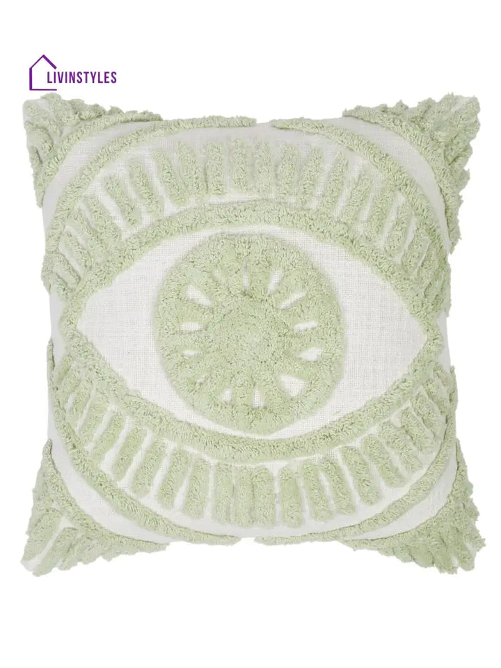 100% Cotton Tufted Sage Green Cushion Cover Set Of 2 (18X18 Inch)