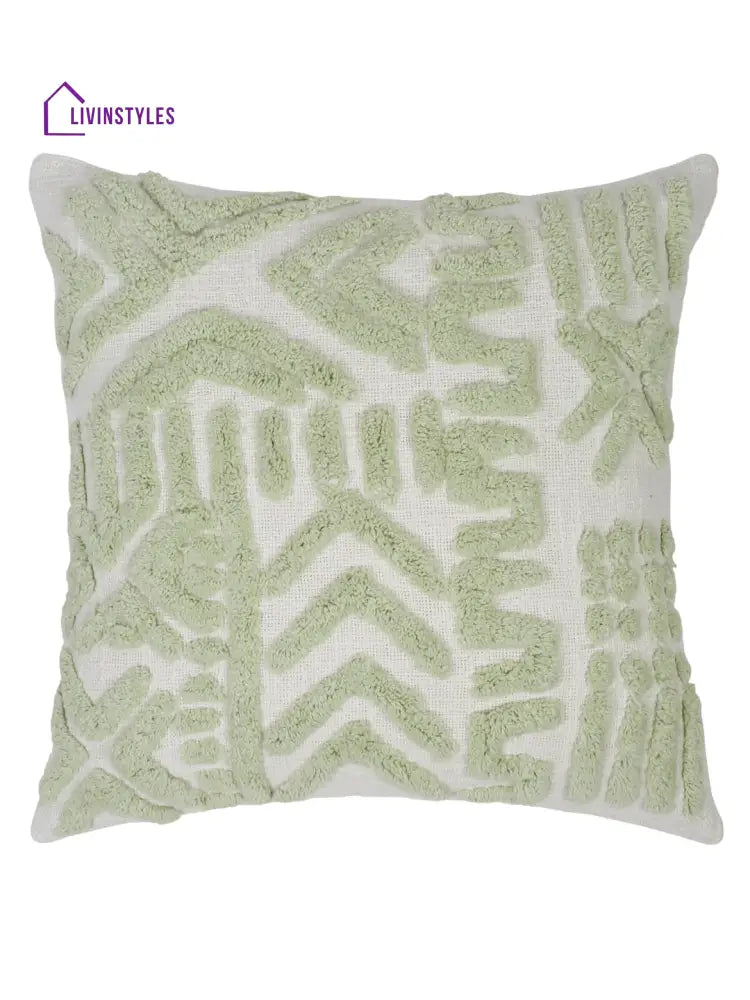 100% Cotton Tufted Sage Green Cushion Cover Set Of 2 (18X18 Inch)