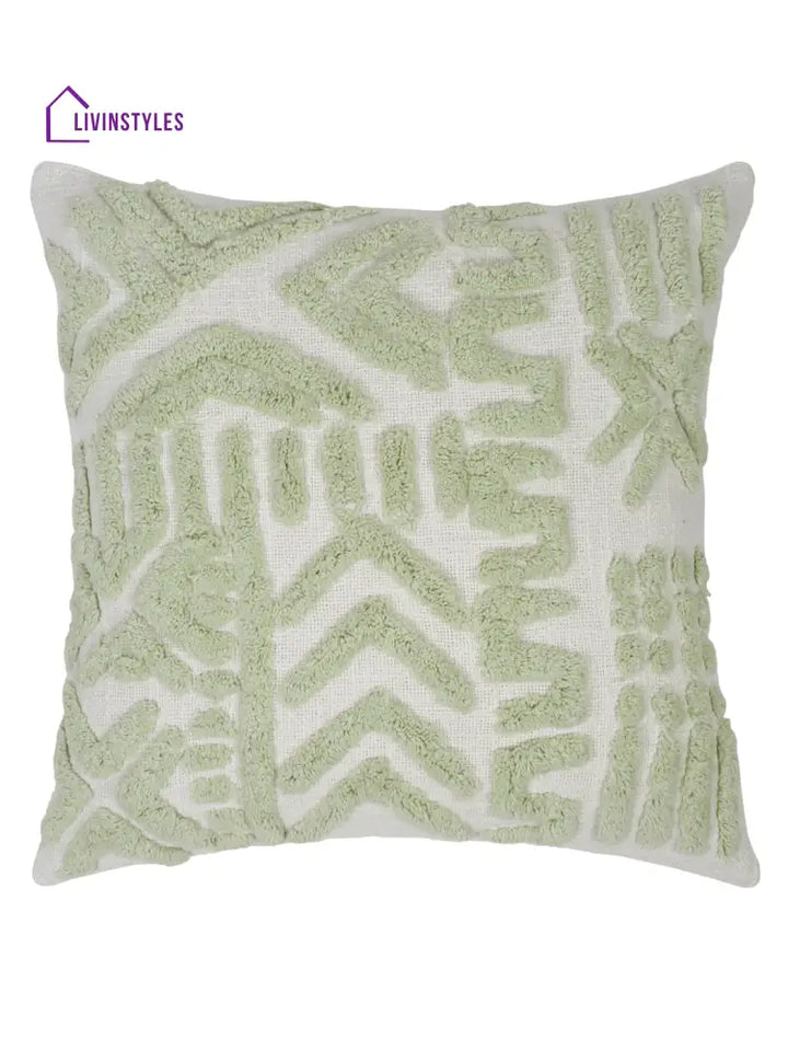100% Cotton Tufted Sage Green Cushion Cover Set Of 2 (18X18 Inch)