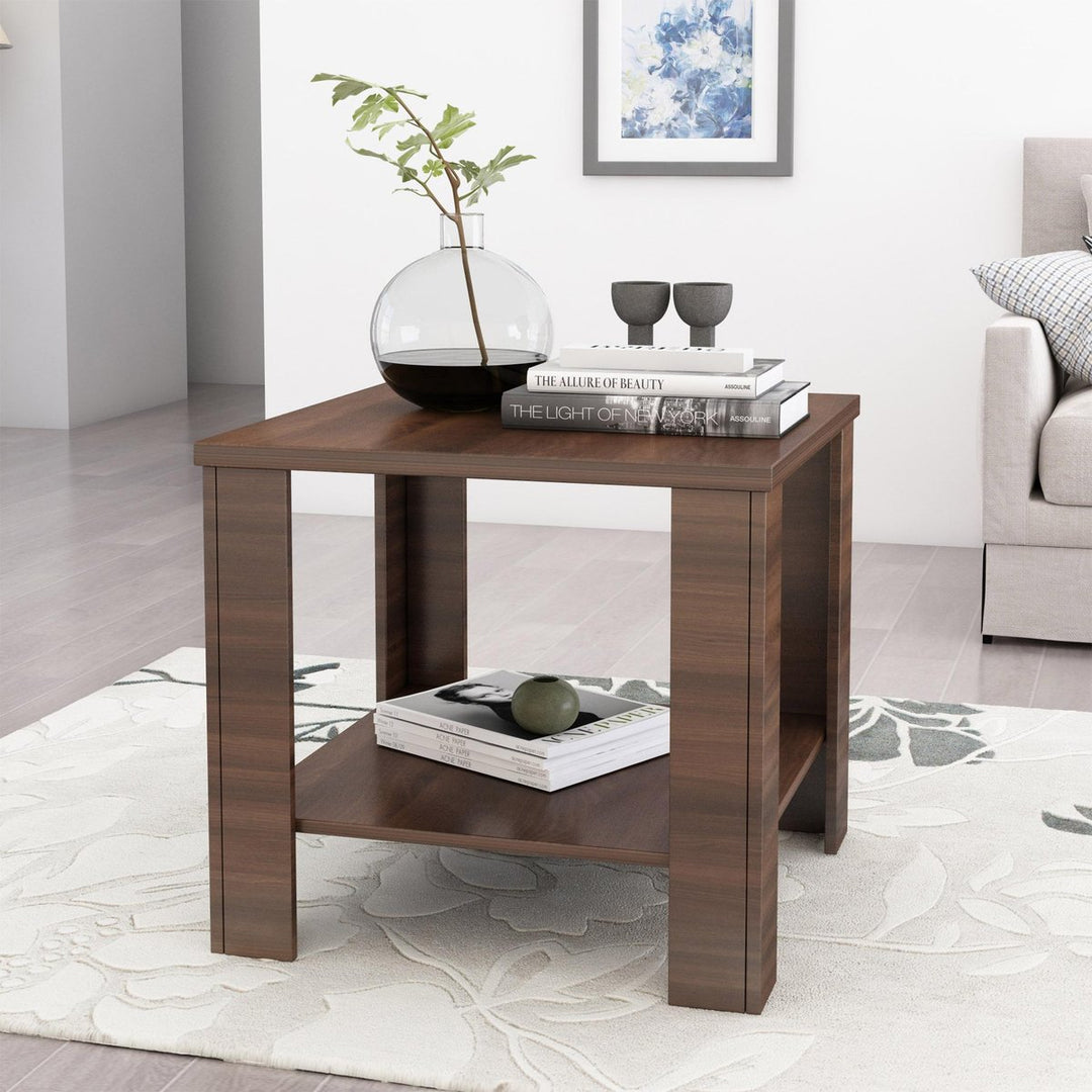 Omkarwood Premium White Engineered Wood End Table