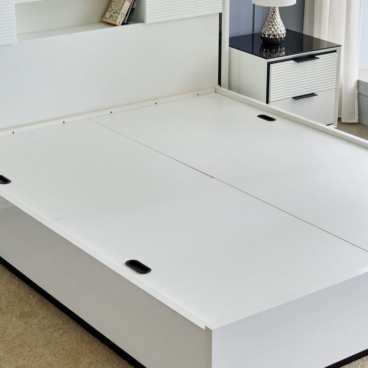 Omkarwood "LuxeNest" Premium King Size Bed with Box & Side Storage