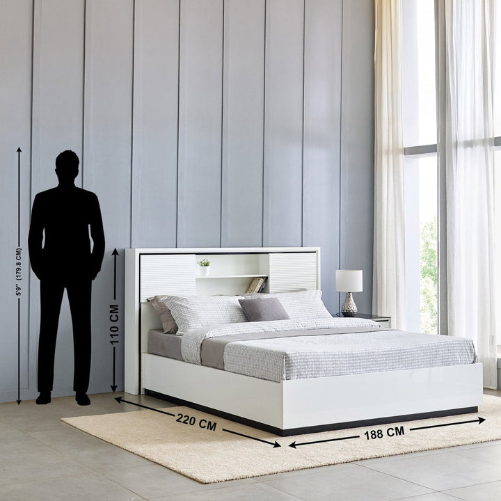 Omkarwood "LuxeNest" Premium King Size Bed with Box & Side Storage