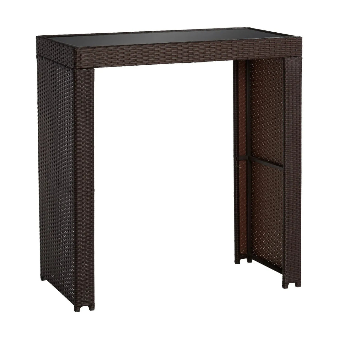 Xia 5-Piece Outdoor Rattan Wicker Bar Set with Glass Top Table