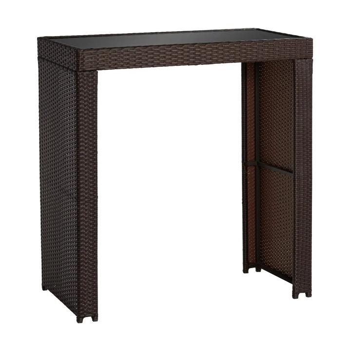 Xia 5-Piece Outdoor Rattan Wicker Bar Set with Glass Top Table