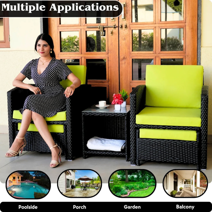 Chandni Outdoor 5 Piece Patio Wicker All Weather Sectional Furniture Set