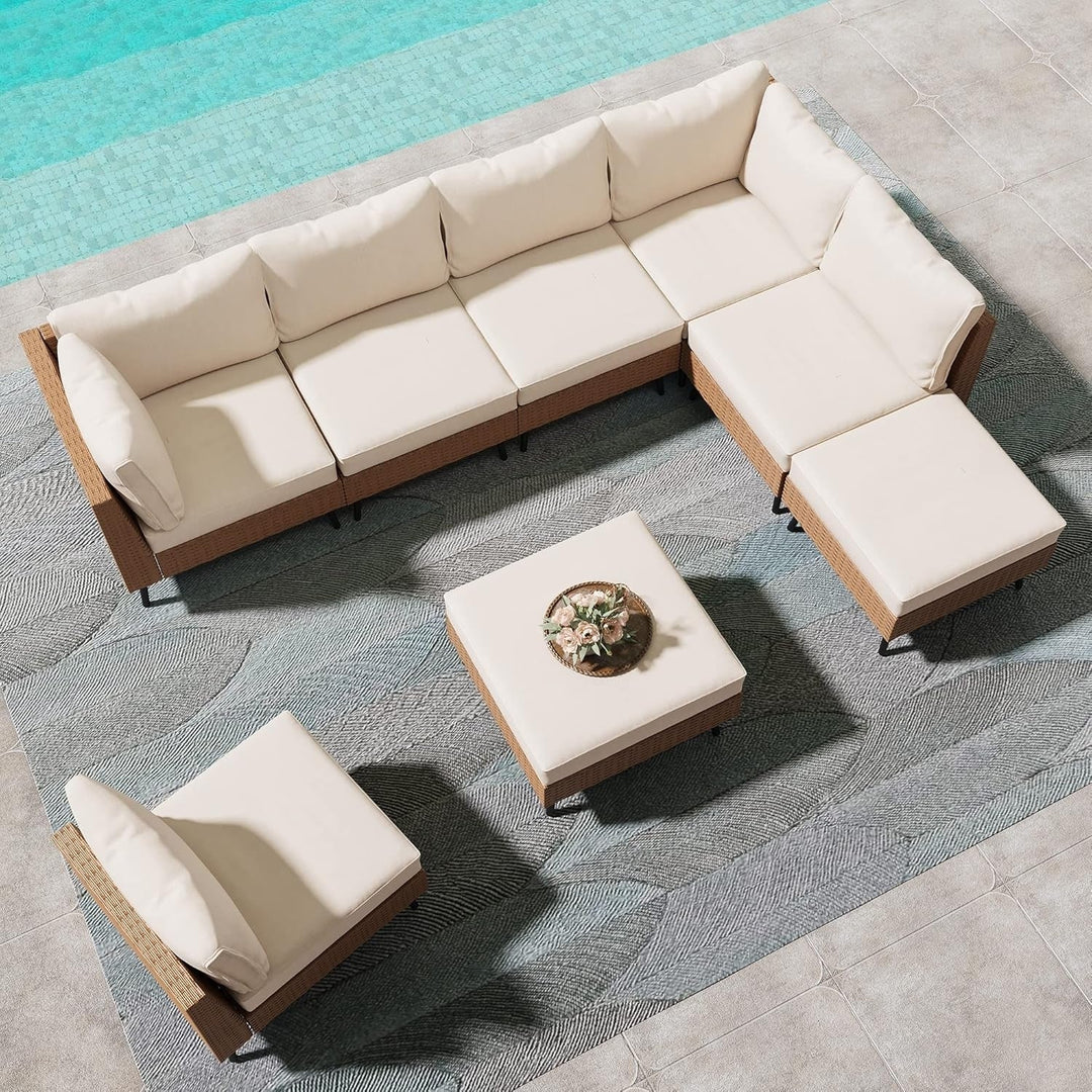 Ottilie Outdoor Rattan Wicker 8-Seater Sofa Set