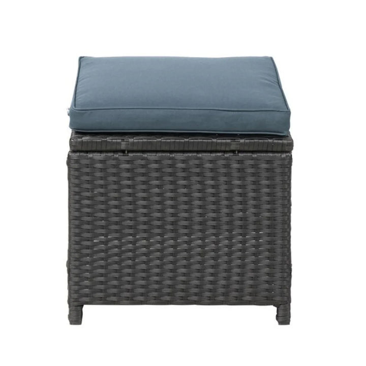 Zuzanna 5-Piece Wicker Patio Conversation Set (Dark Brown/ Cyan Blue)