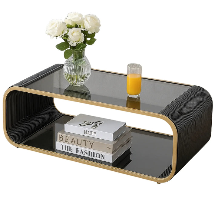 Taima Outdoor Braided Rope Sofa Set With 2-Tier Glass Top Table