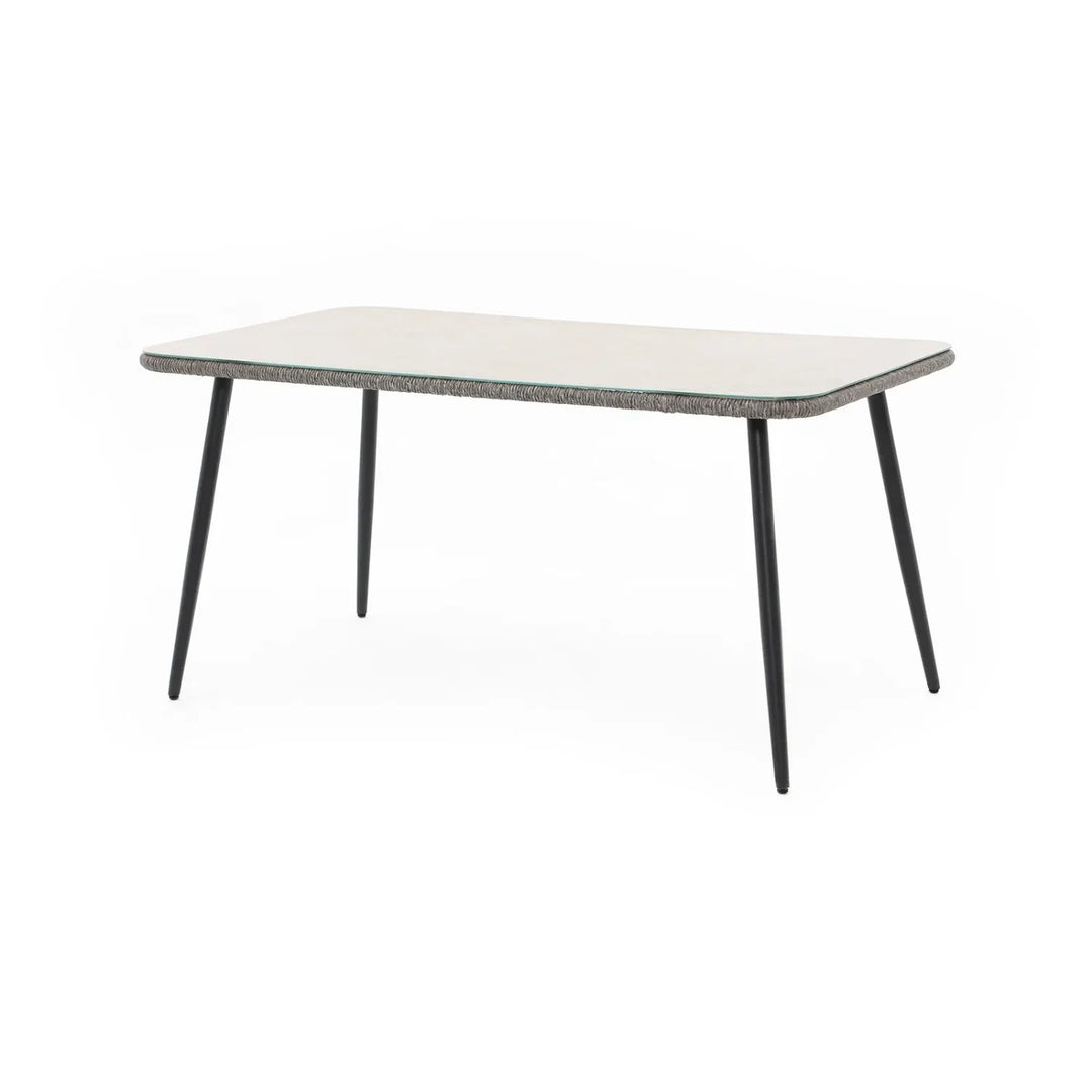 Lopa 7-Piece Outdoor Patio Dining Set with Rope Chairs & Glass Top Table