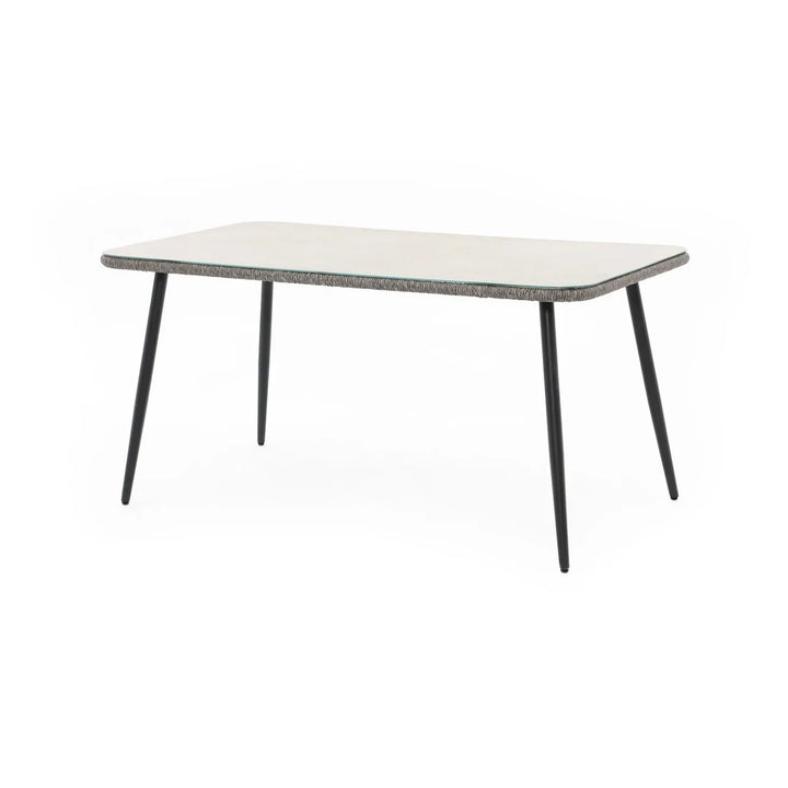 Lopa 7-Piece Outdoor Patio Dining Set with Rope Chairs & Glass Top Table