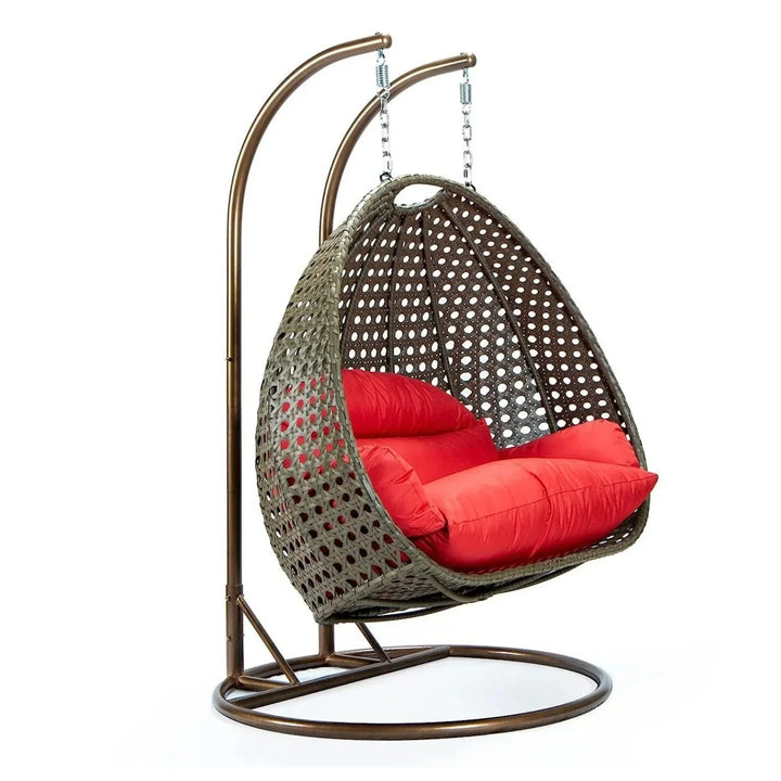 Fen Double Seater Hanging Swing Chair (Dark Brown/Red)