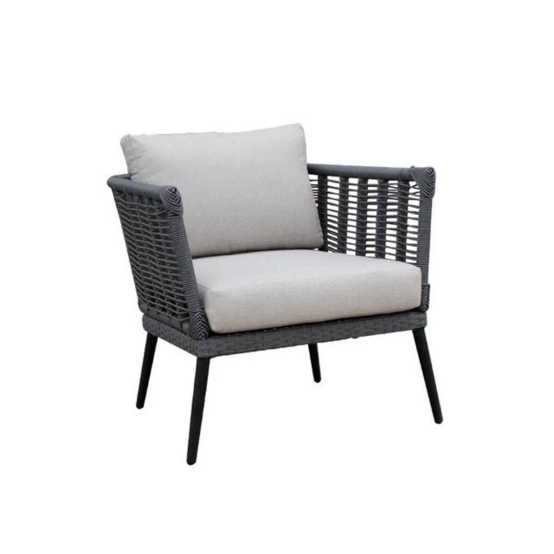 Amirah Outdoor Grey Rope 7-Seater Sofa Set With Glass Top Table