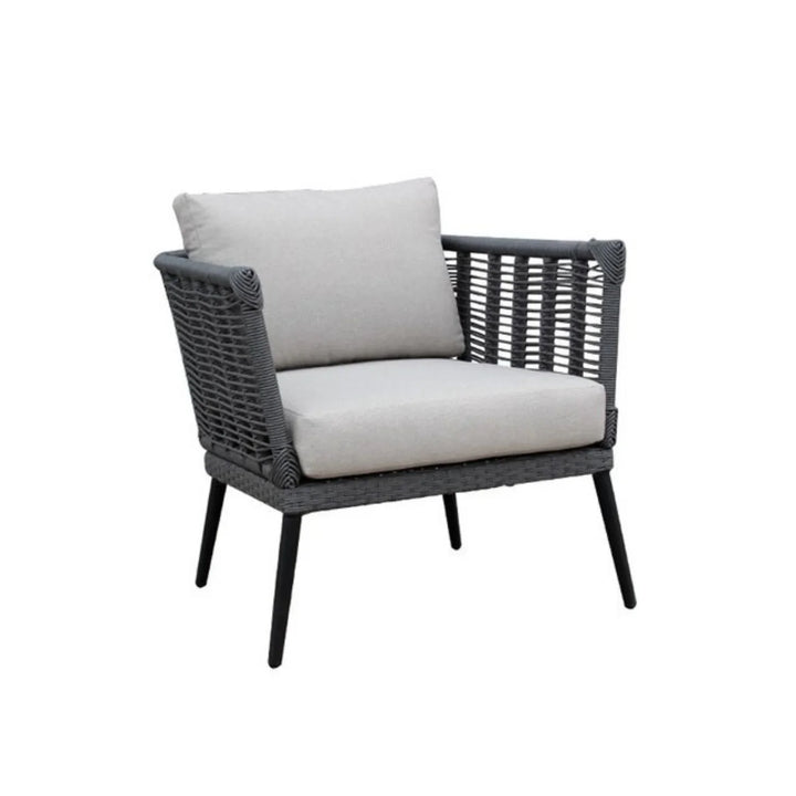 Amirah Outdoor Grey Rope 7-Seater Sofa Set With Glass Top Table