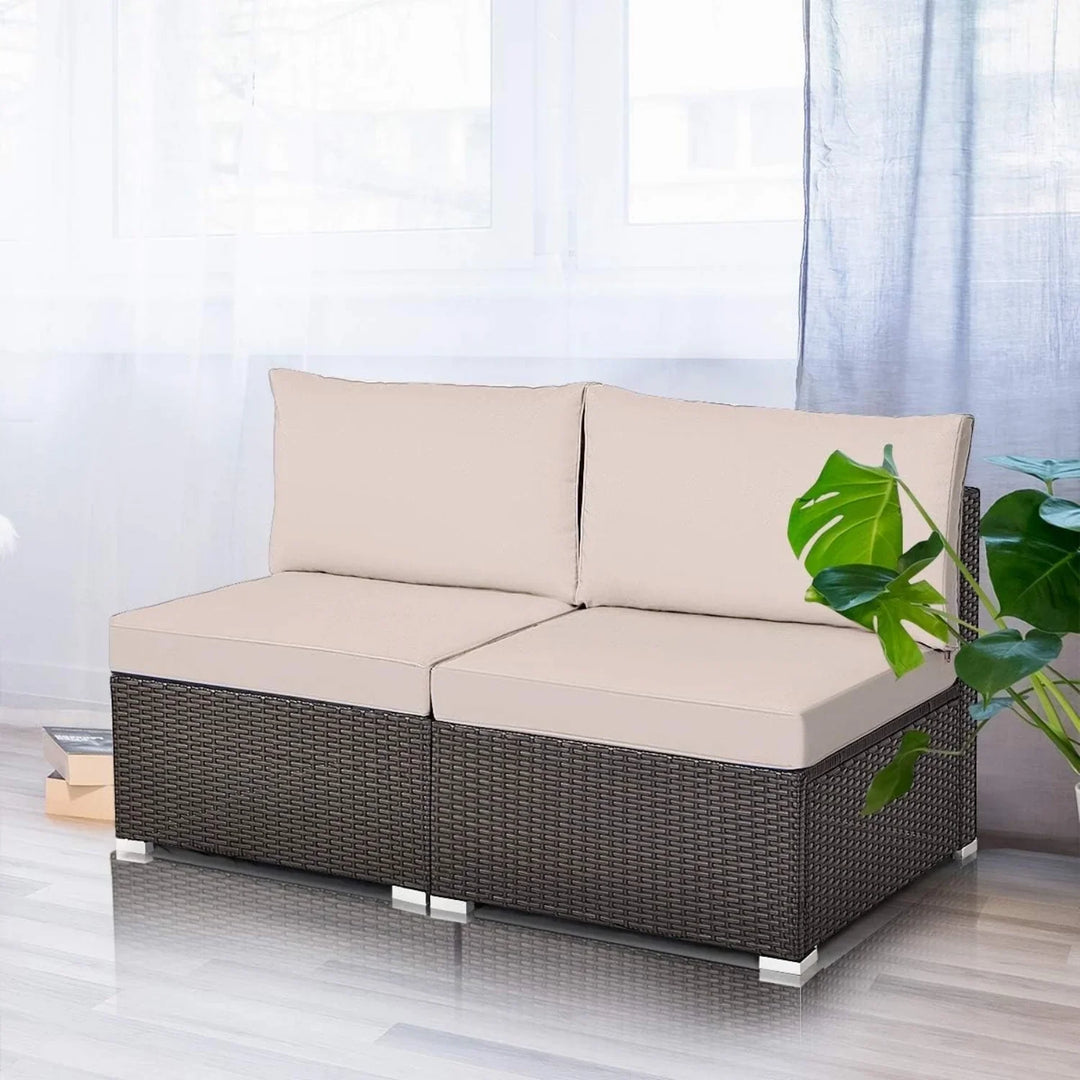 Zaina 2-Piece Outdoor Wicker Armless Sofa