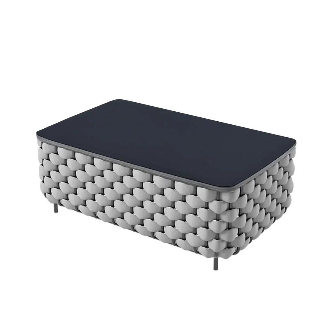 Rina 4 Piece Outdoor Rope Sofa Set with Glass Top Coffee Table (Light Grey & Dark Grey)