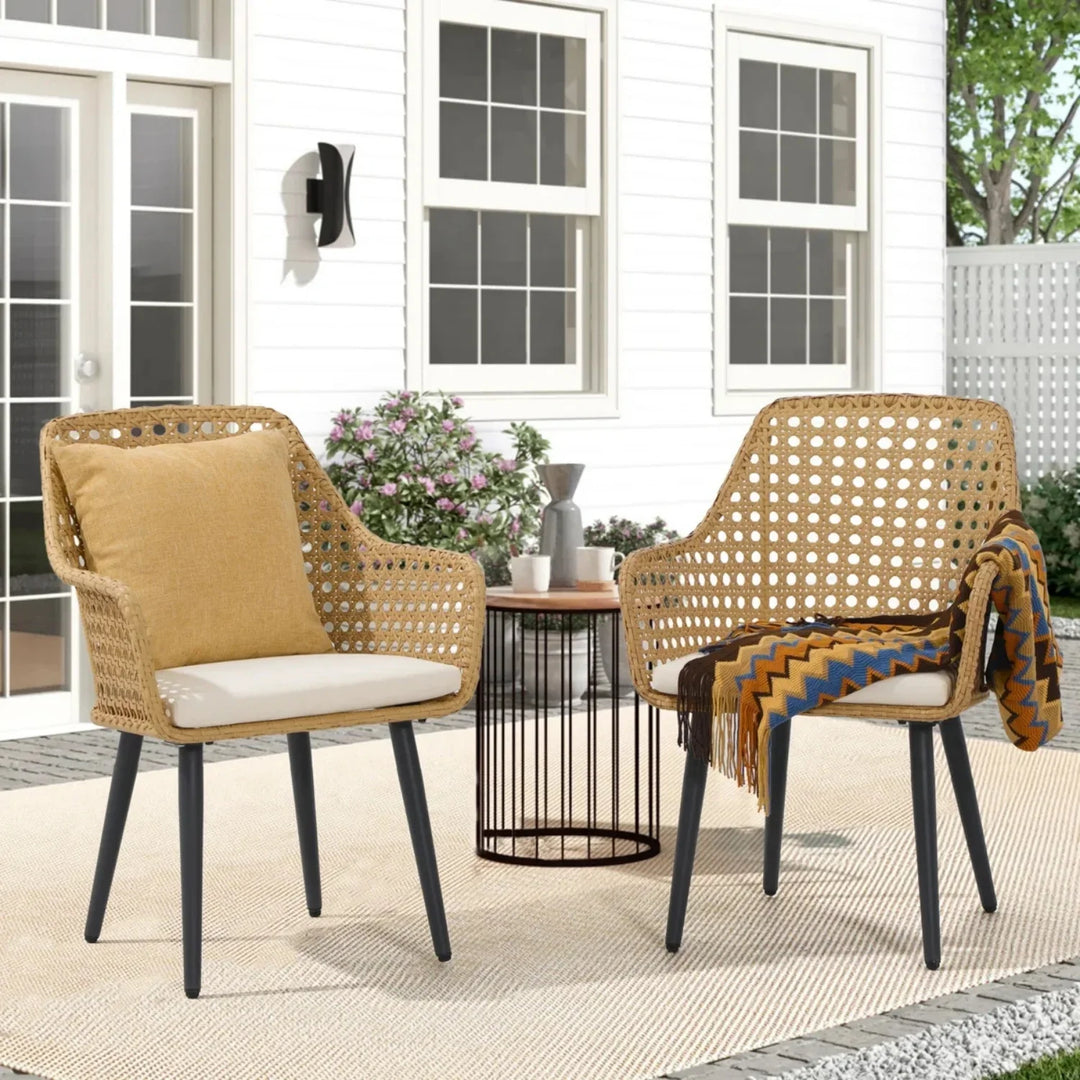 Shreya 2-Piece Outdoor Rattan Wicker Patio Dining Chairs