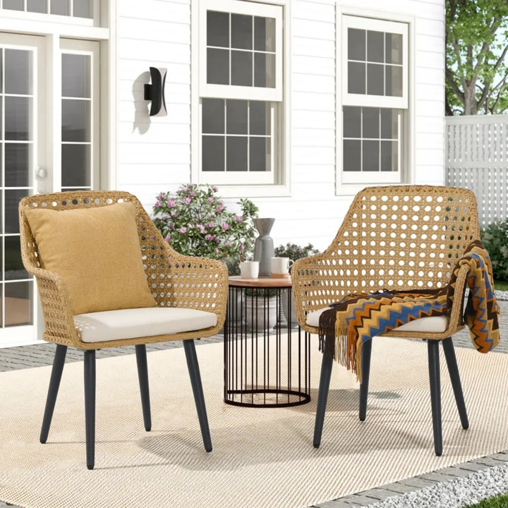 Shreya 2-Piece Outdoor Rattan Wicker Patio Dining Chairs