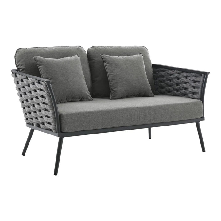 Elvira 4 Piece Outdoor Rope Sofa Set with Wooden Top Table