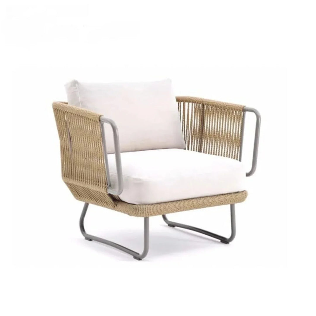 Lavika Outdoor 5pcs All-Weather Rope Sofa Set with Cushions (Beige & White)