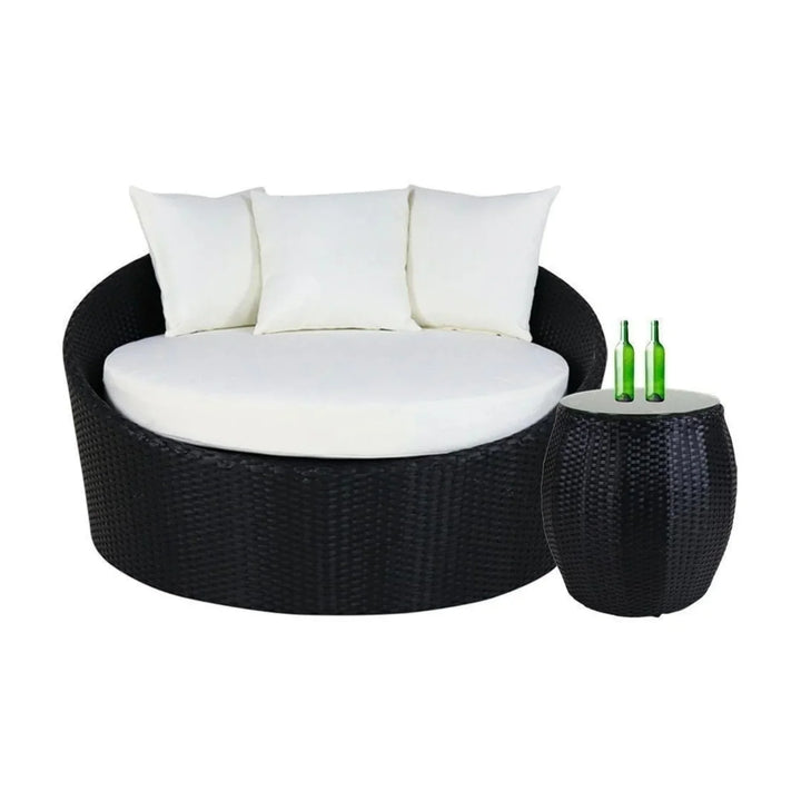 Gro Outdoor Rattan Wicker Daybed with Glass Top Table