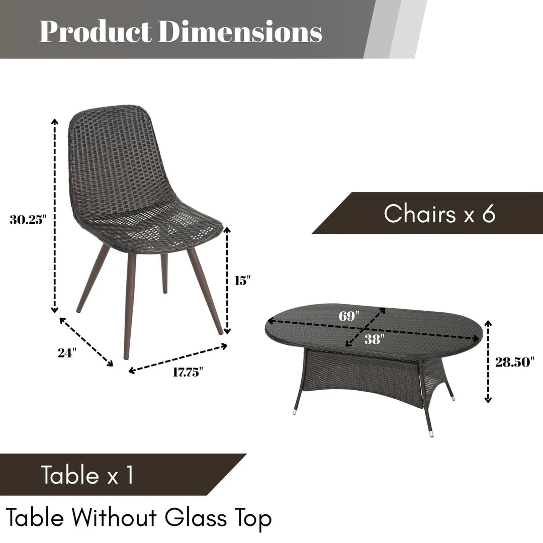 Ikram Outdoor All-Weather Resistant Rattan Wicker 7-Piece Dining Set