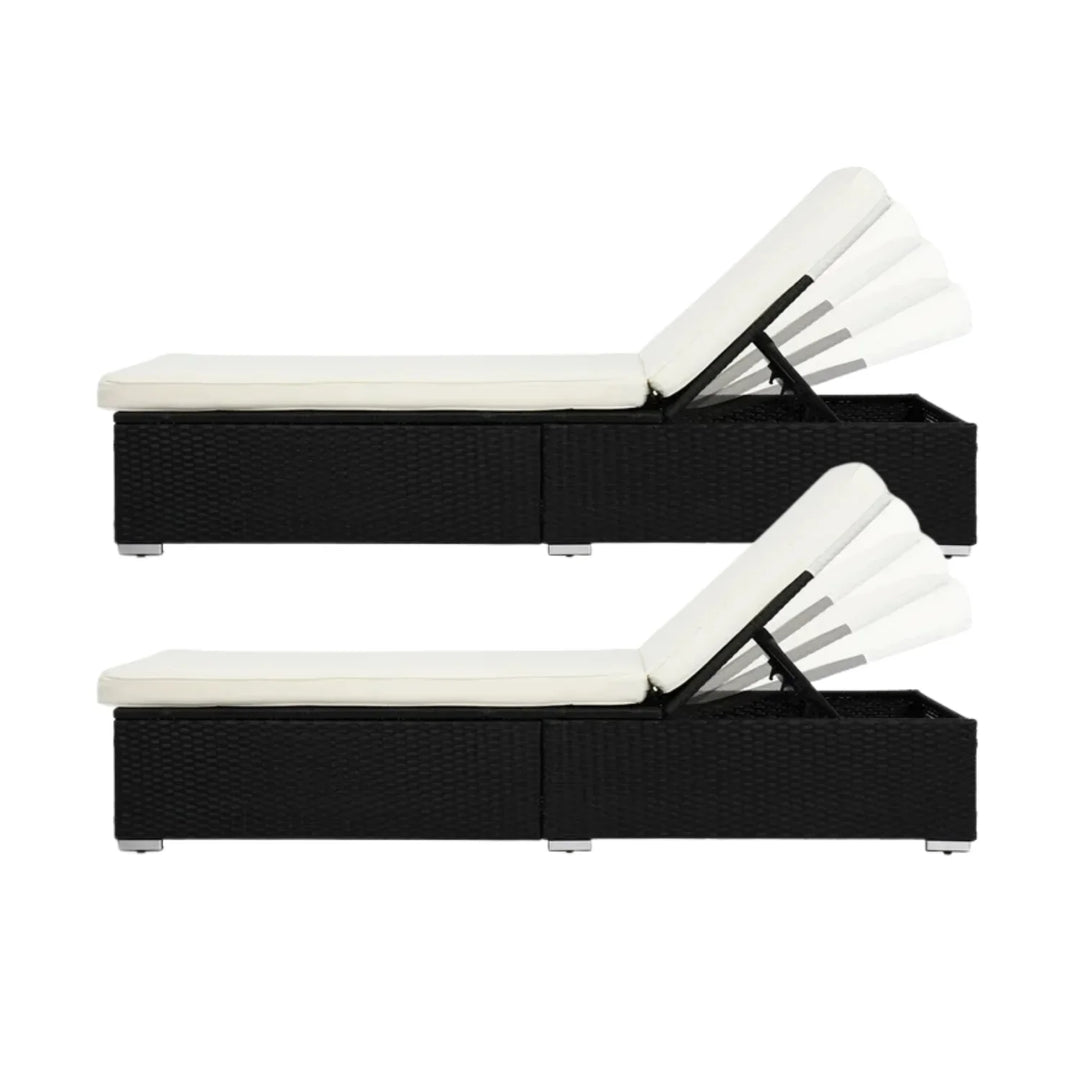 Zinnia Outdoor Wicker Lounge Chairs Set of 2 With Side Table