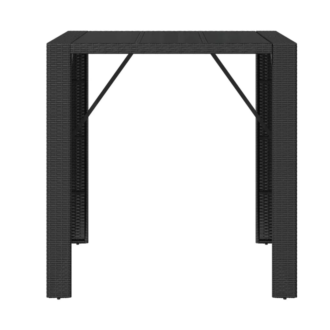 Dominga Outdoor Rattan Wicker Bar Table