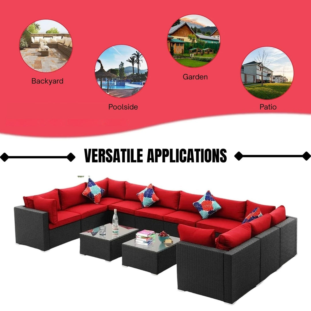 Zhilan 6-Piece Outdoor Wicker Sofa Set (Black/Red)