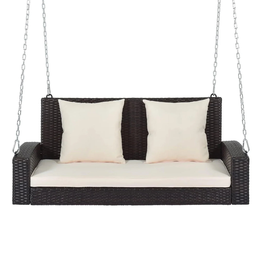 Yumiko Dark Brown Rattan Wicker Two Seater Sofa Swing