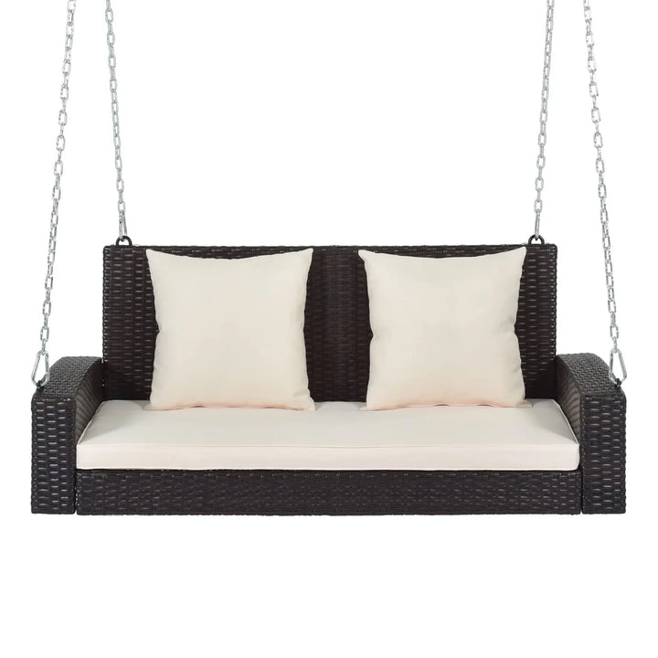 Yumiko Dark Brown Rattan Wicker Two Seater Sofa Swing