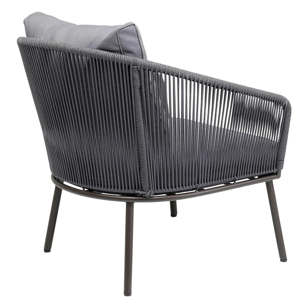 Zariah Outdoor Rope 5-Seater Patio Sofa Set with Glass Top Table (Grey)