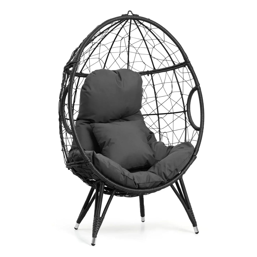 Zahida Outdoor All-Weather Wicker Egg Chair (Grey)