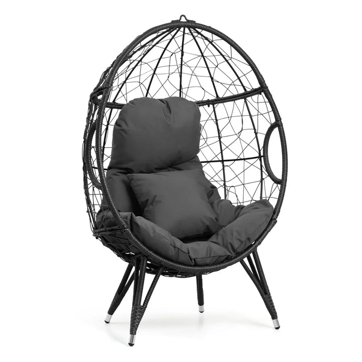 Zahida Outdoor All-Weather Wicker Egg Chair (Grey)