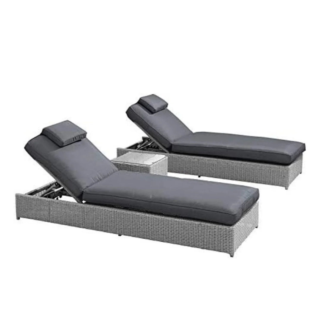 Xavia Outdoor Wicker Lounge Chairs Set of 2 With Side Table