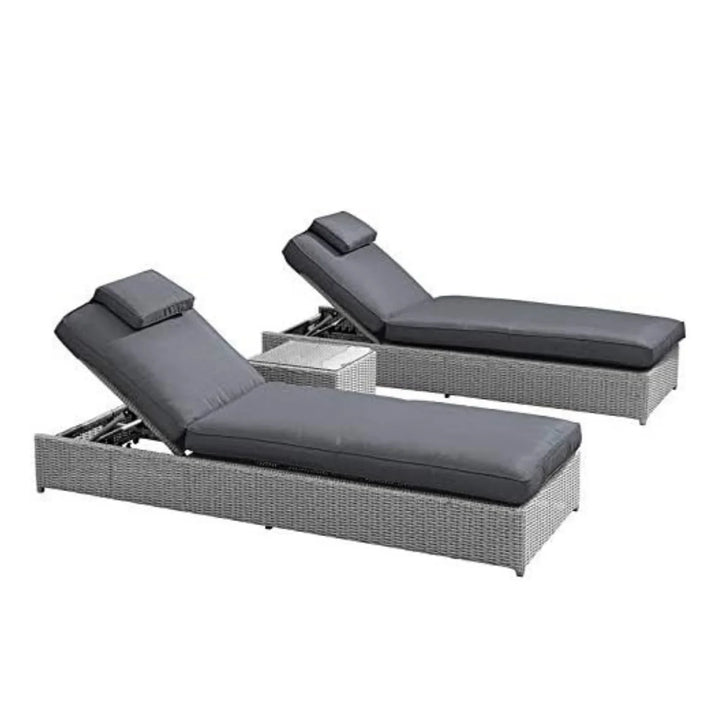 Xavia Outdoor Wicker Lounge Chairs Set of 2 With Side Table