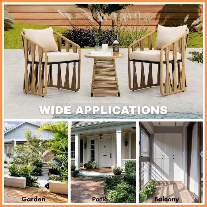 Harlow Outdoor Rope 3-Piece Patio Set