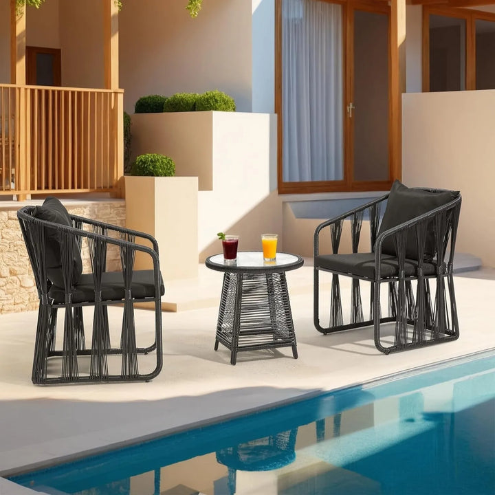 Greer Outdoor Rope 3-Piece Patio Set