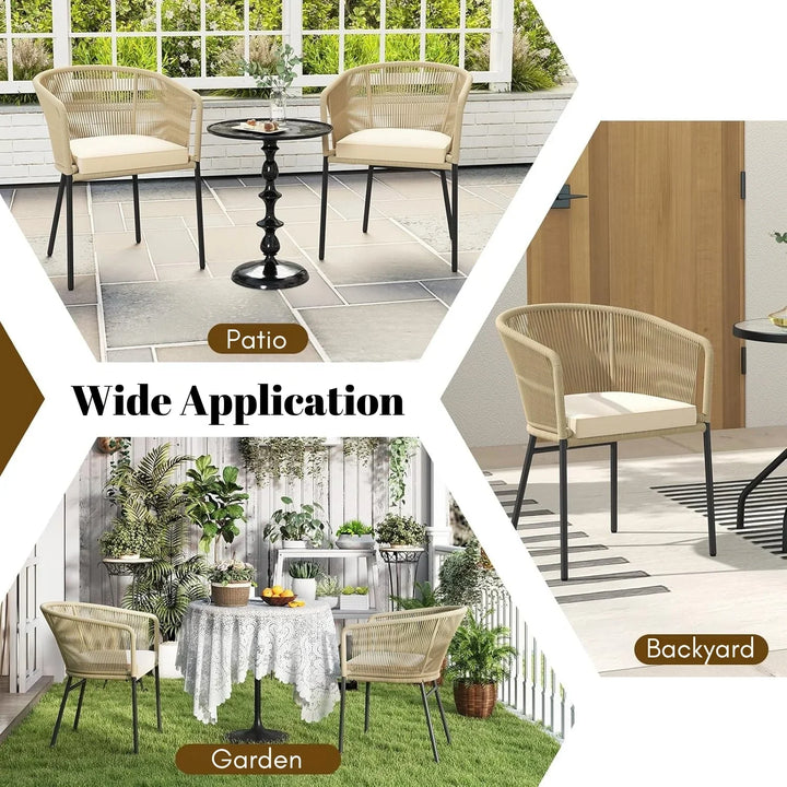 Simran 2-Piece Outdoor Rope Patio Dining Chairs