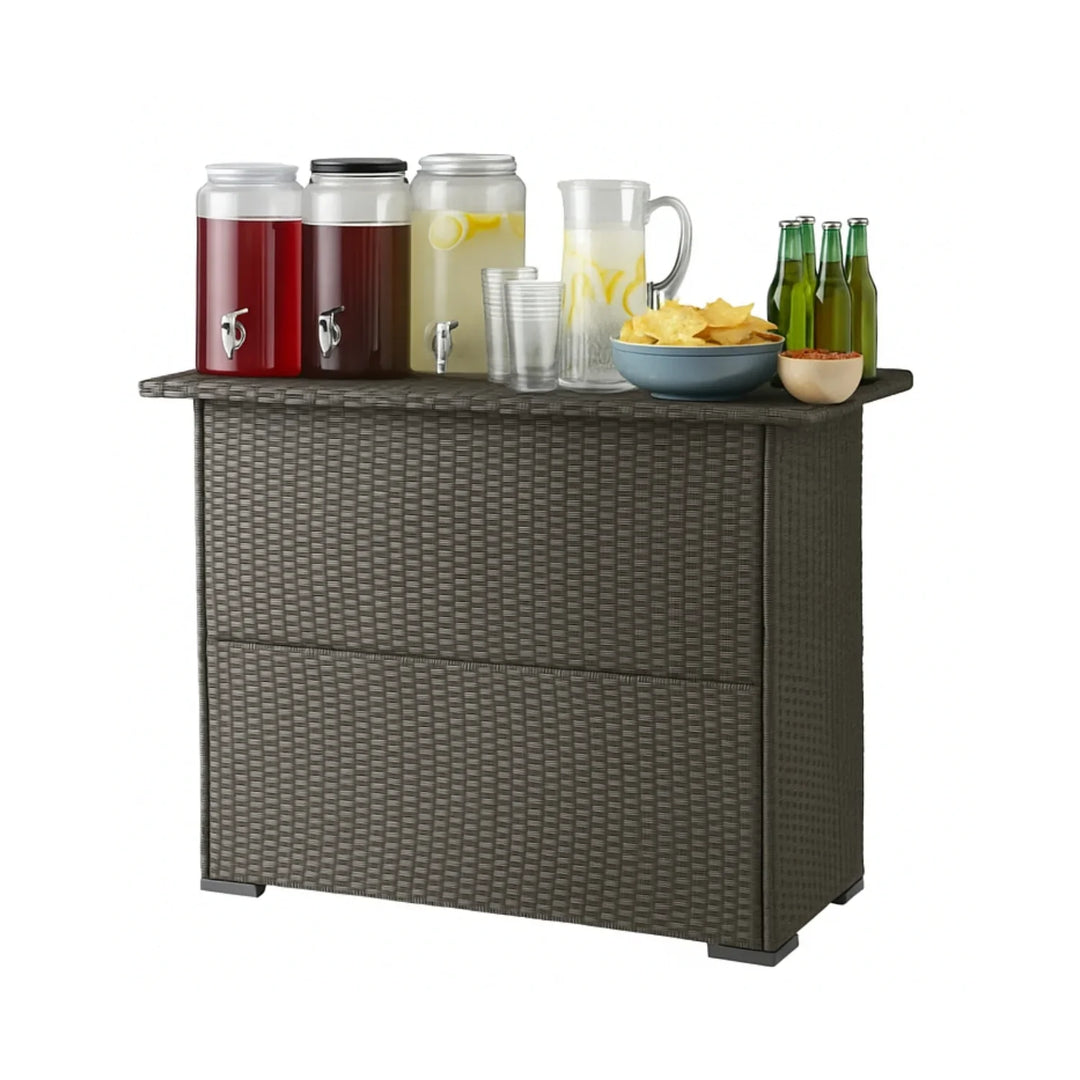 Niharika 7-Piece Outdoor Rattan Wicker Bar Set with Wicker Top Table