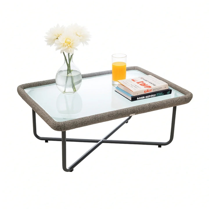 Pinon Outdoor Garden Balcony Sofa Set 2 Seater , 2 Single Seater 1 Center Table Set (Beige) Braided and Rope