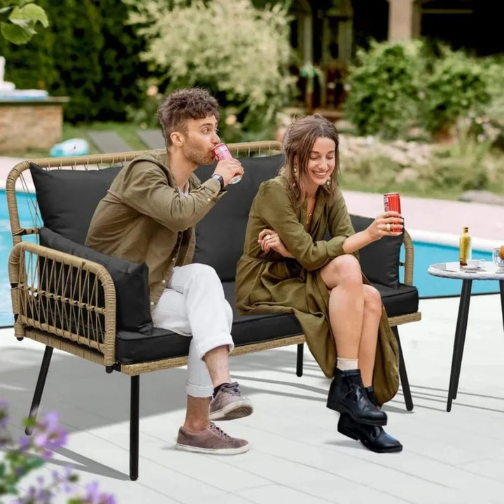 Haisley Outdoor Rope Loveseat Sofa