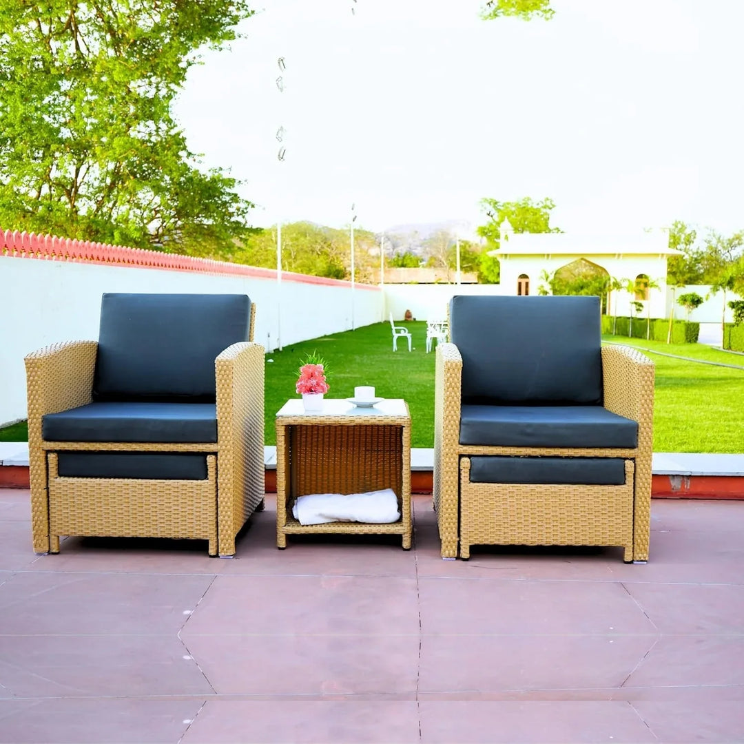 Dhanvi Outdoor 5 Piece Patio Wicker All Weather Sectional Furniture Set