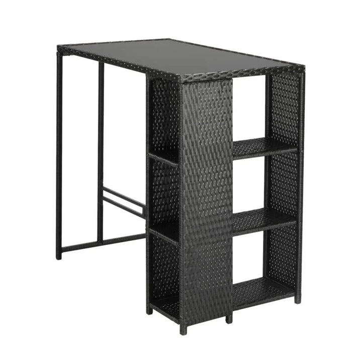 Flor 5-Piece Outdoor Rattan Wicker Bar Set with Glass Top Table