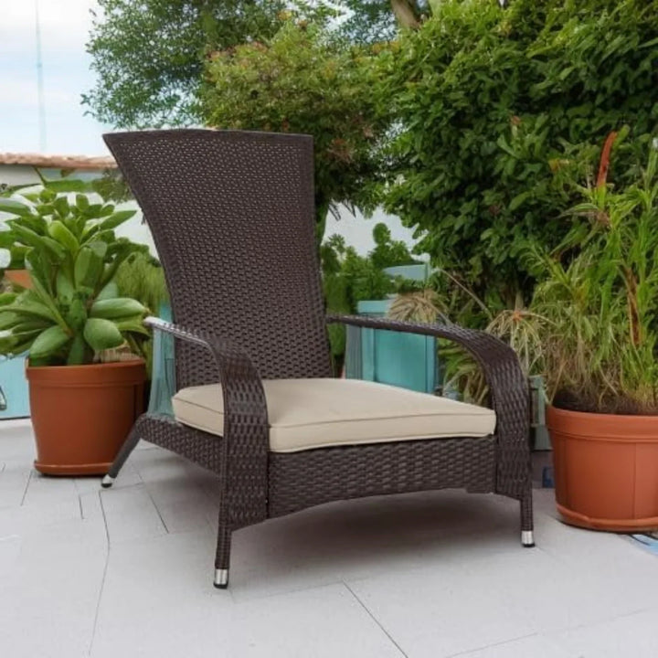 Radhika 1-Piece Outdoor Wicker Single Seater Adirondack Style Armchair