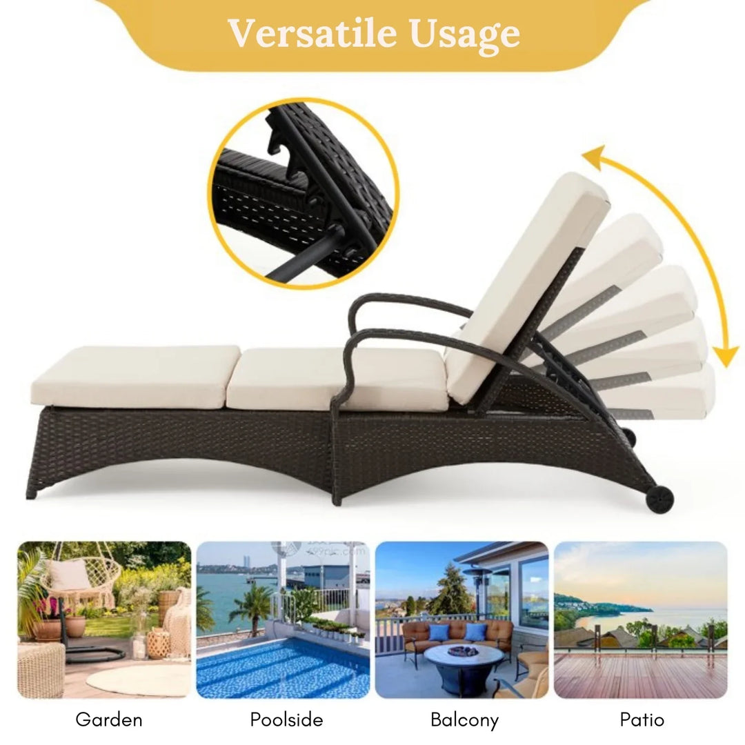 Bushra Outdoor All-Weather Wicker Lounger